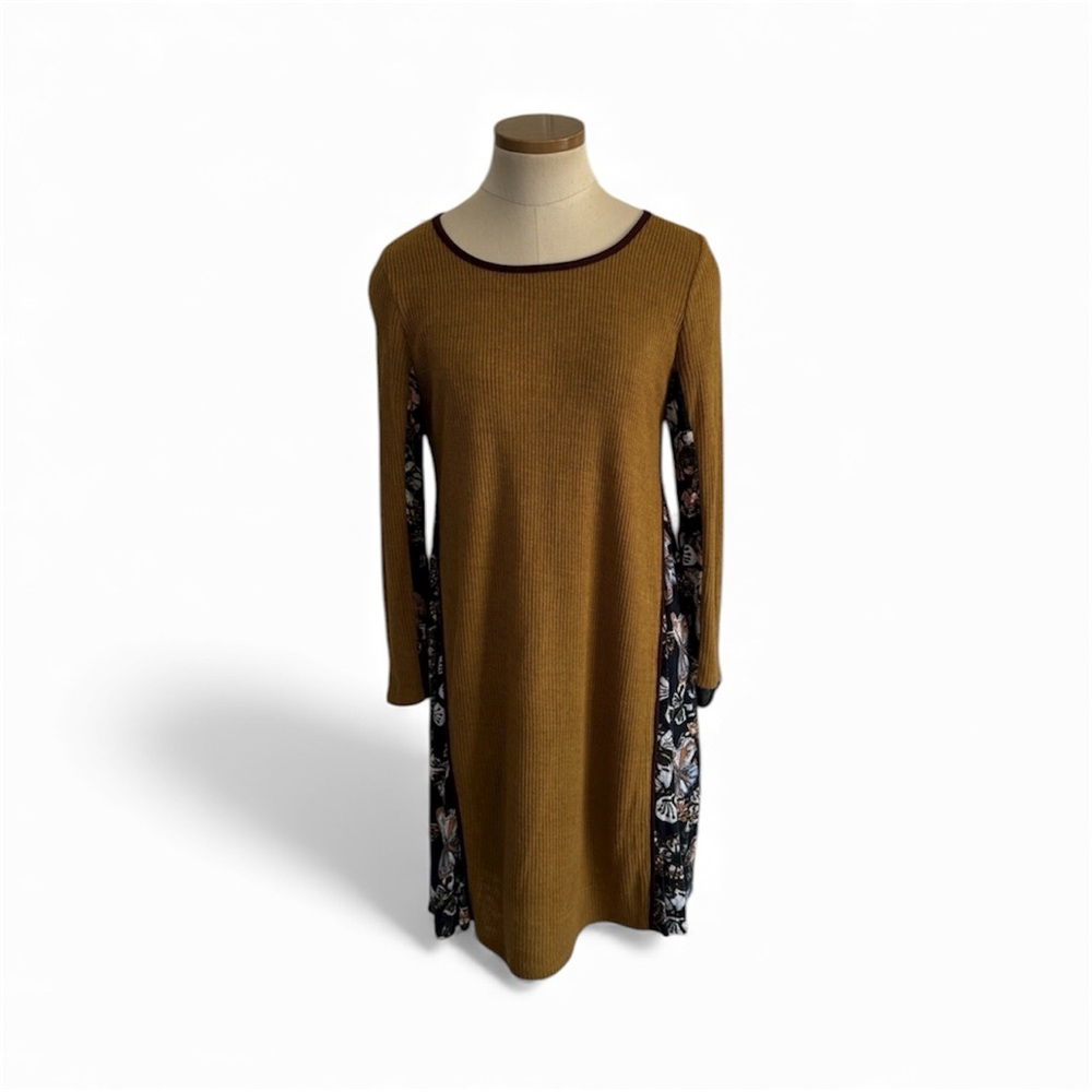 THML small mustard blue butterfly dress or tunic Anthropologie